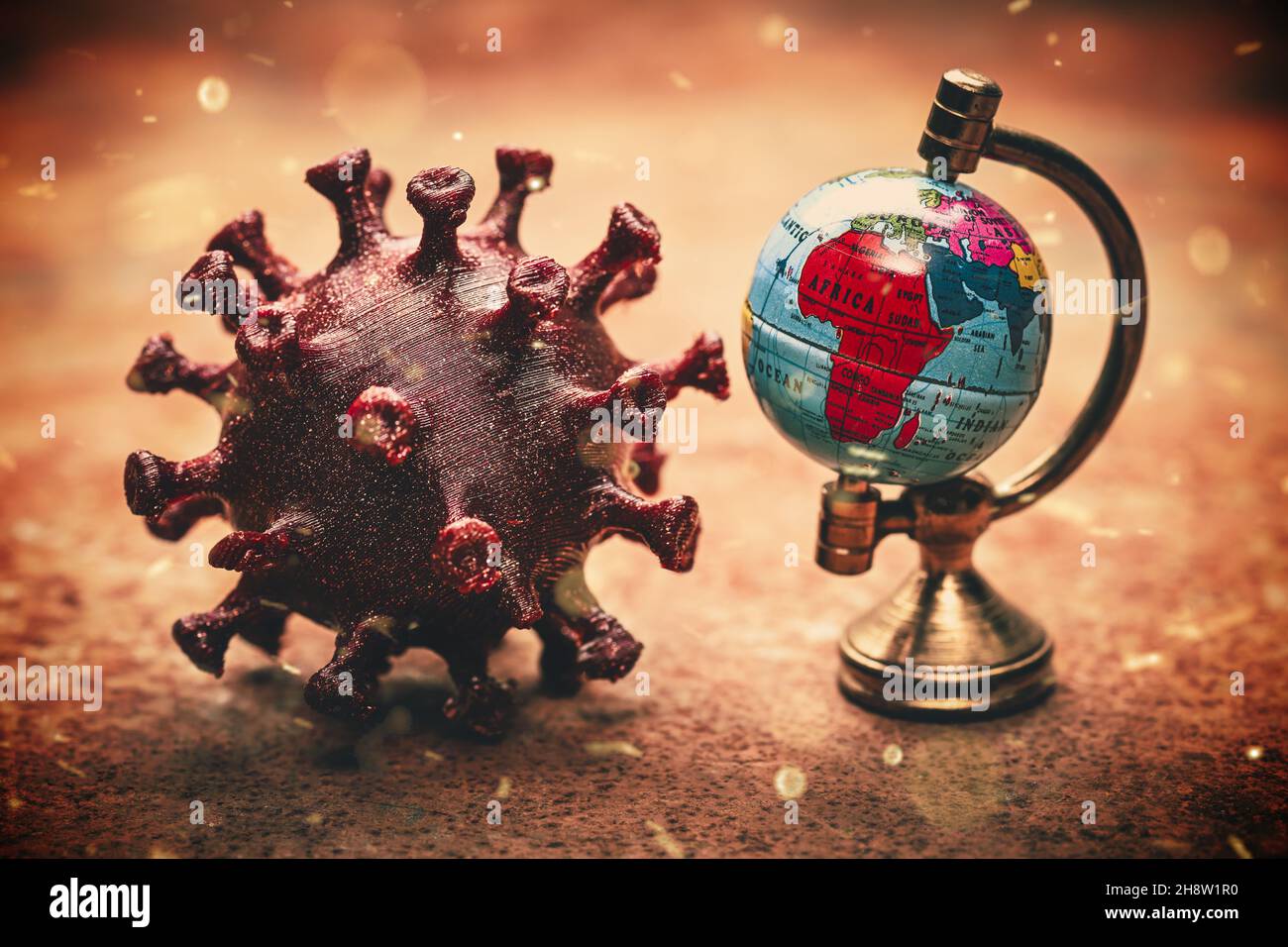 Virus Corona et globe Banque D'Images