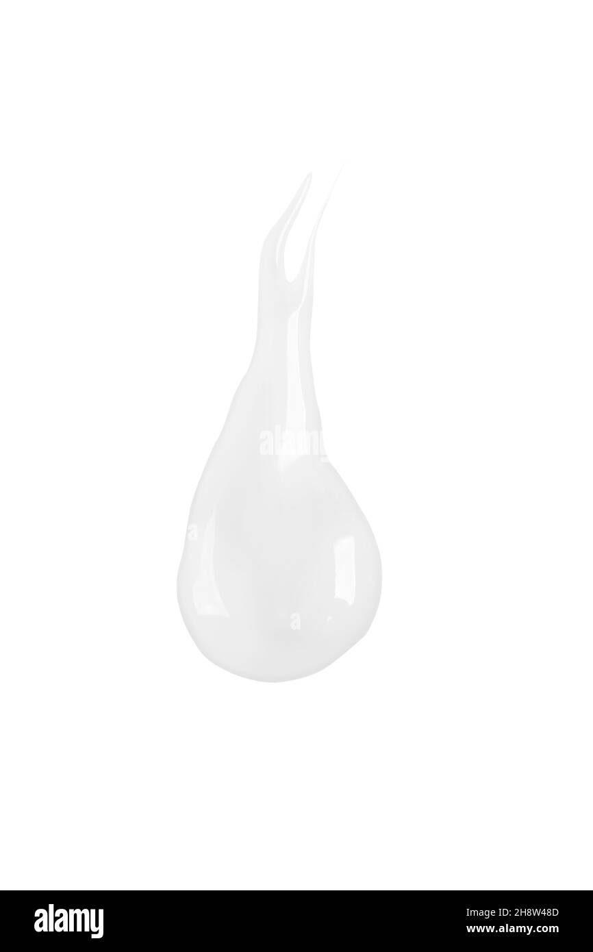 Frottis de lotion isolé sur fond blanc. Produit de beauté pour la peau. Gouttes de taches cosmétiques sur gel liquide Banque D'Images