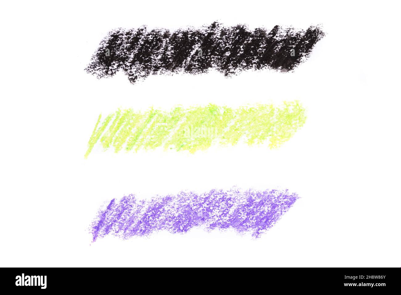 jeu de traits de crayon à huile de couleur isolés sur fond blanc.Photo de haute qualité Banque D'Images