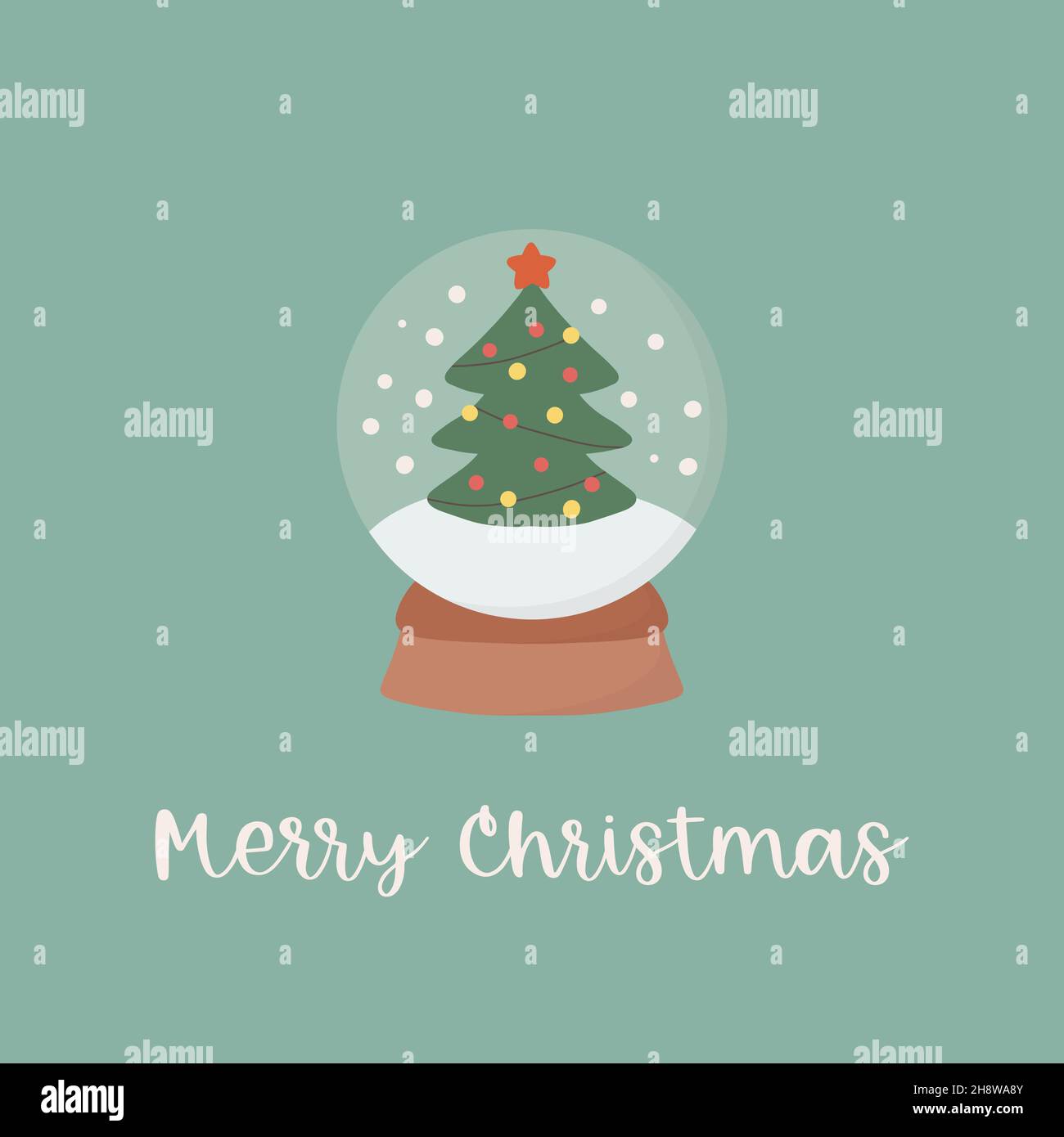 Couronne de fête avec bol en verre motif vectoriel plat.Carte de vœux de Noël, élément décoratif de carte postale.Vacances d'hiver traditionnelles Illustration de Vecteur