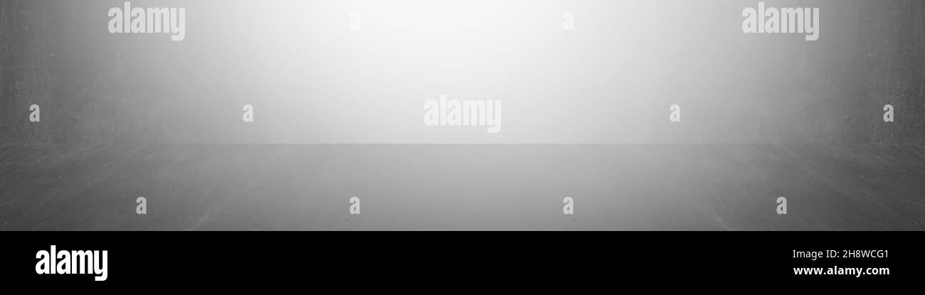 le mur de banderoles de studio foncé et gris et le fond de la salle d'exposition pour les produits présentés Banque D'Images