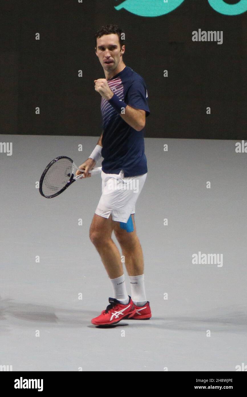Mikhail Kukushkin du Kazakhstan lors de la quart de finale de la coupe Davis 2021, événement de tennis le 1er décembre 2021 à Madrid Arena à Madrid, Espagne photo Laurent Lairys / DPPI Banque D'Images