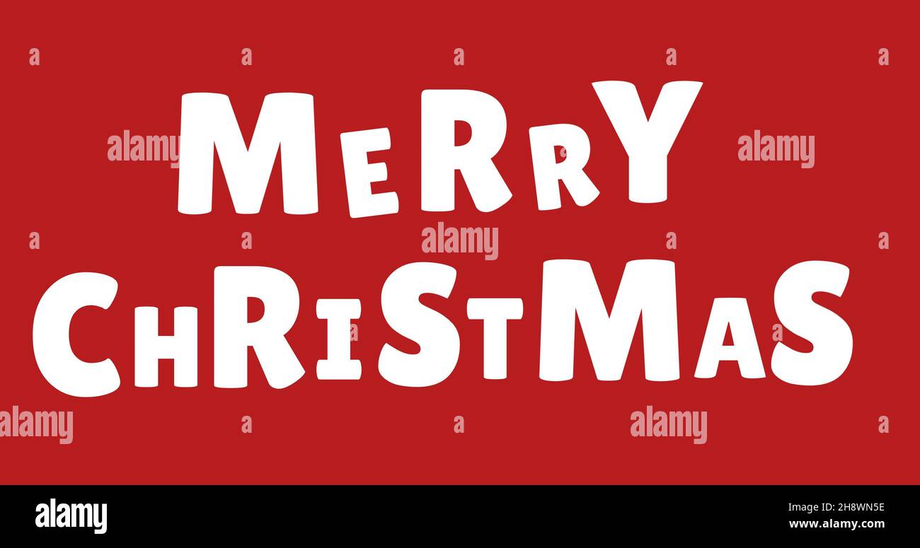 Texte Merry christmas en lettres majuscules blanches sur fond rouge Banque D'Images