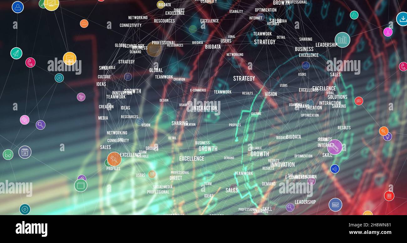 Image composite des connexions globales et de la mise en réseau numérique via l'interface informatique Banque D'Images
