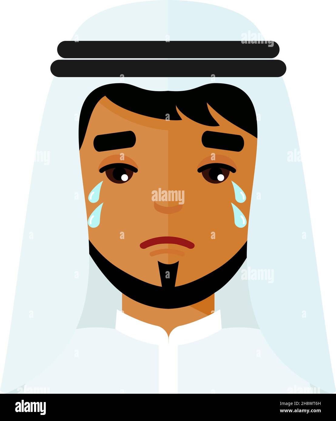 Triste avatar pleurs arabes dans le style plat coloré. Illustration de Vecteur