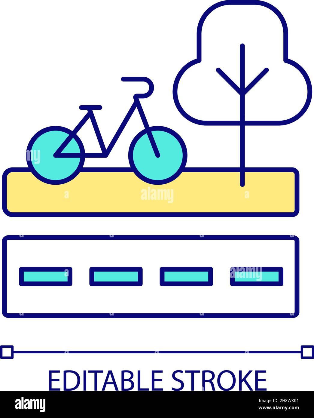 Marquage de la chaussée pour la conduite à vélo icône de couleur RVB Illustration de Vecteur