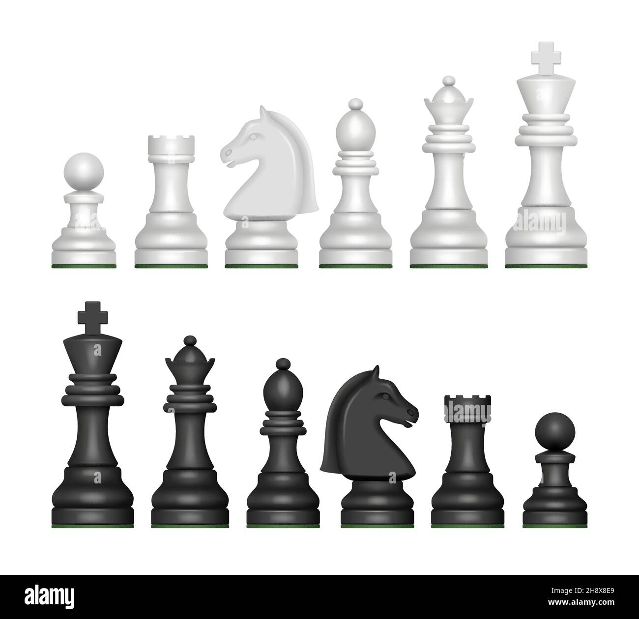 Figures d'échecs.Stratégie jeu symboles pawn cheval chevaliers roi et queen décent vecteur images réalistes Illustration de Vecteur
