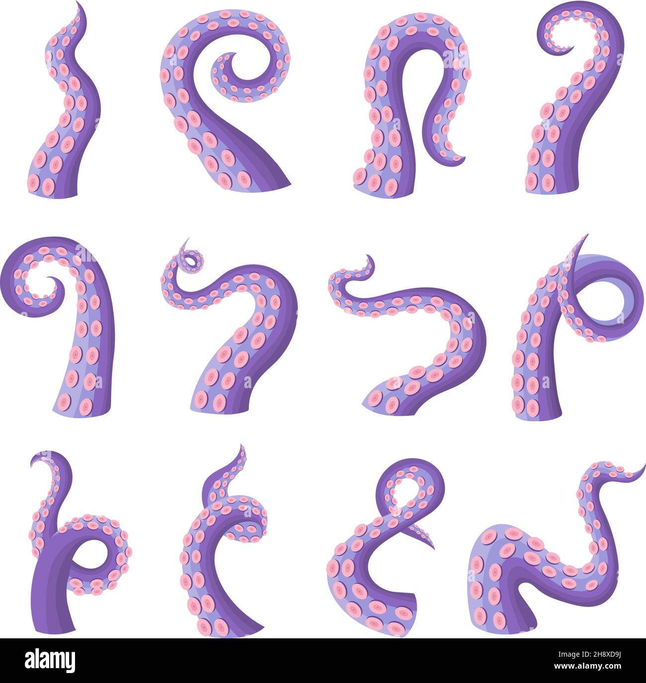 Tentacules d'octopus.Peur sauvage océan sous-marin danger animal acuatic octopus couper tentacules illustrations vecteur récentes parties du corps Illustration de Vecteur