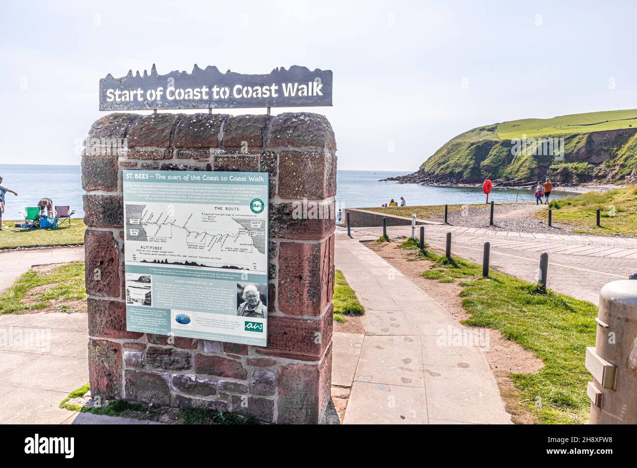 Le début de la promenade d'Alfred Wainwright d'un océan à l'autre à St Bees, Cumbria, Royaume-Uni Banque D'Images