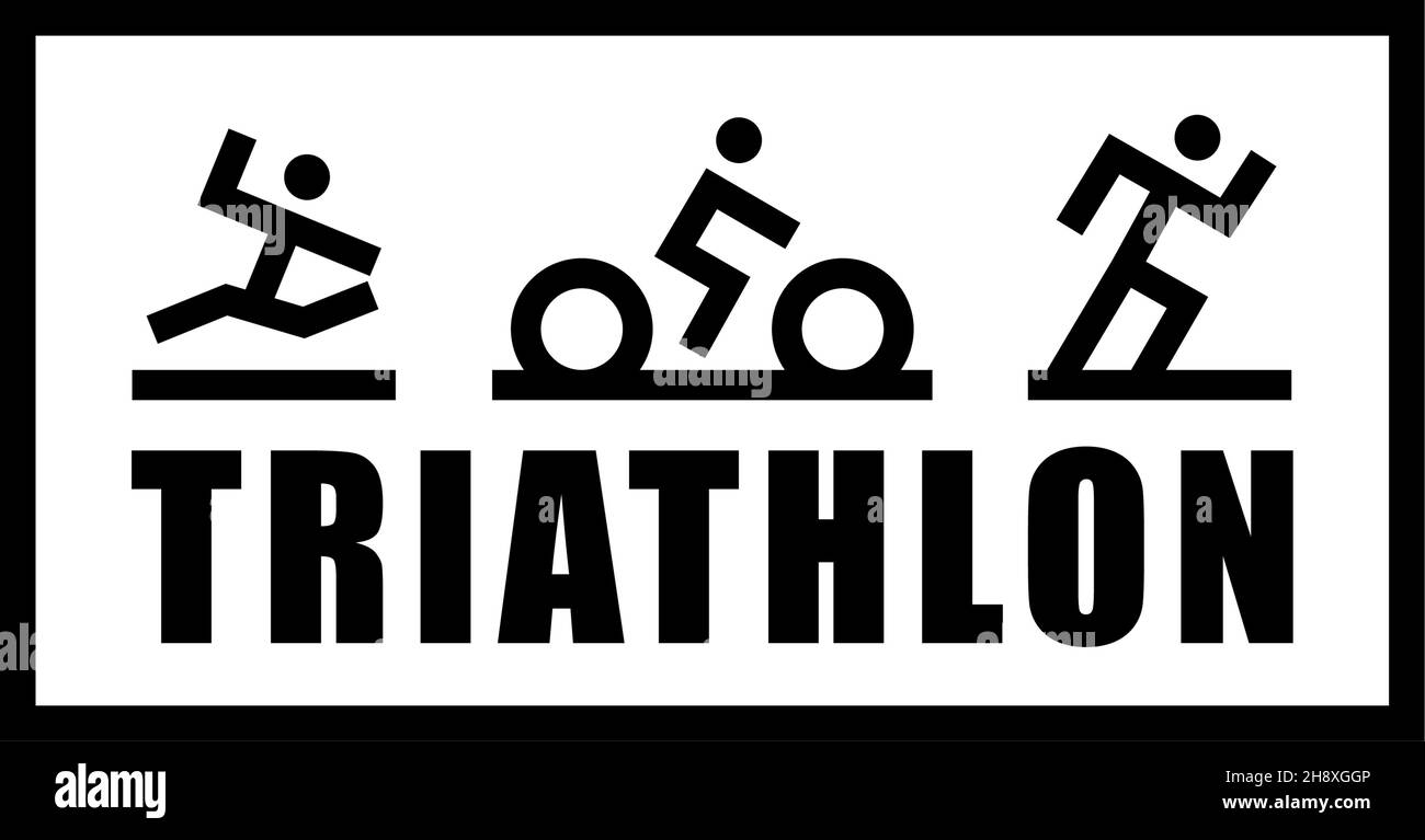 Illustration de la bannière de triathlon.Modèle de ligne de triathlon pour les événements sportifs, les clubs de course et de cyclisme.Illustration de poster. Illustration de Vecteur