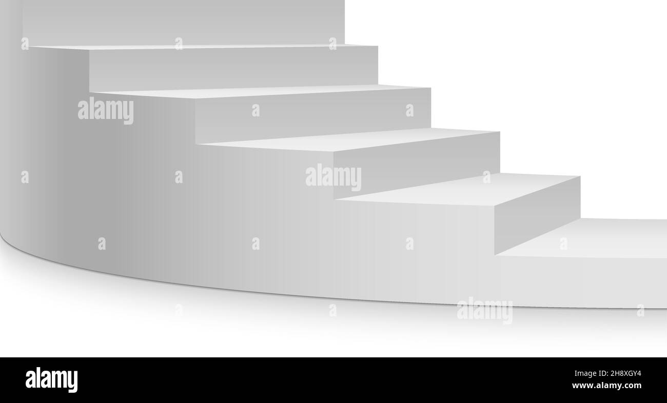 Maquette d'escalier demi-tour.escalier 3d blanc réaliste Illustration de Vecteur