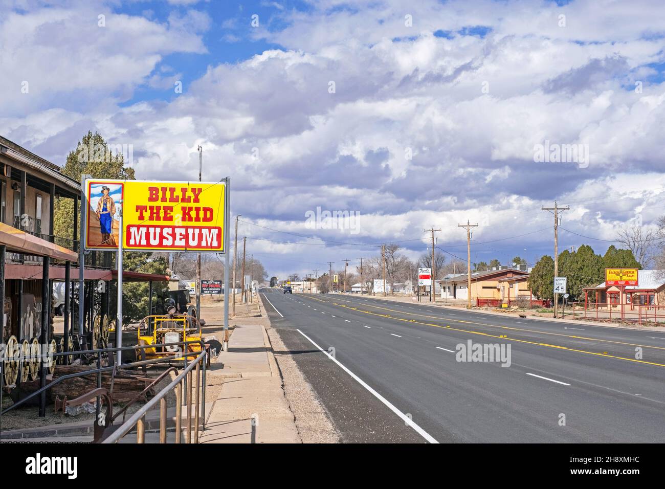 Billy the Kid Museum le long de la route américaine 84 / US 84 dans le village fort Sumner, de Baca County, Nouveau-Mexique, États-Unis / USA Banque D'Images
