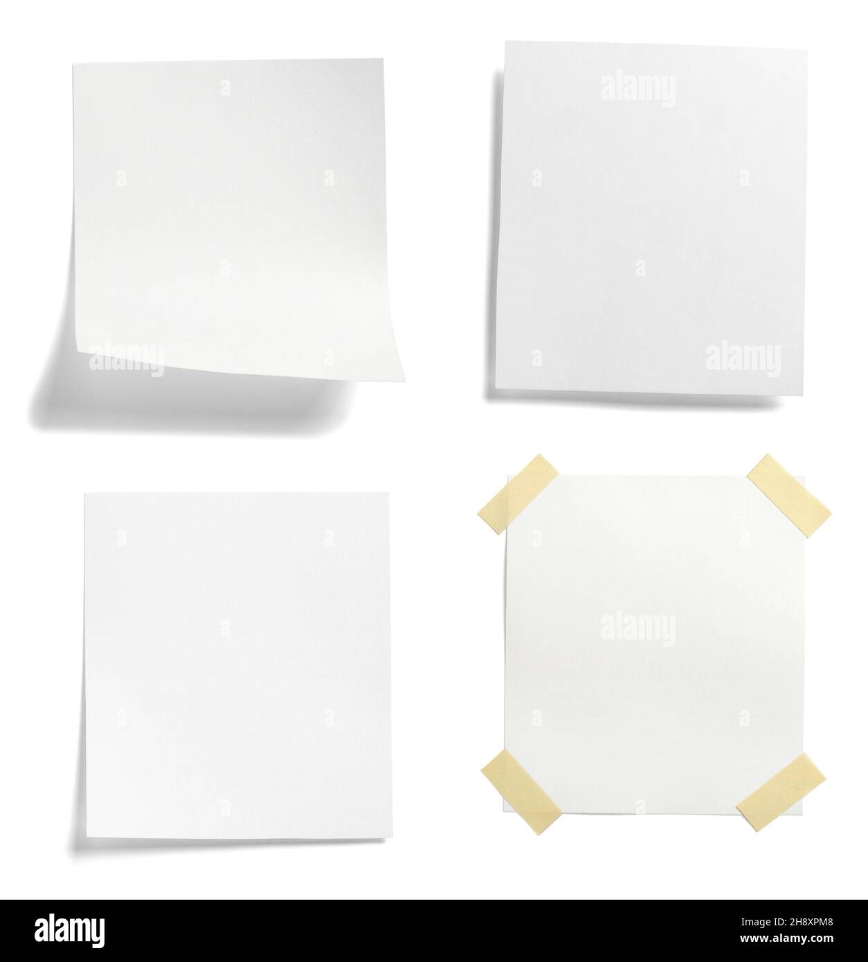 message papier rappel de note blanc arrière-plan bureau affaires blanc vide page étiquette ruban adhésif Banque D'Images