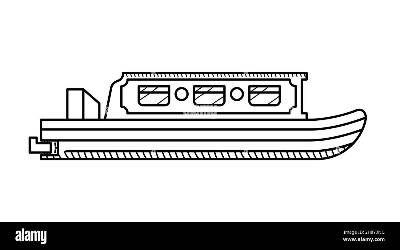 Page de coloriage pour bateau étroit pour les enfants.Bateau étroit Illustration de Vecteur