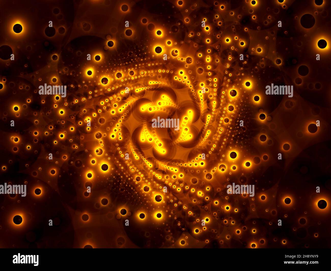 Spirale fractale dorée - illustration abstraite générée par ordinateur Banque D'Images