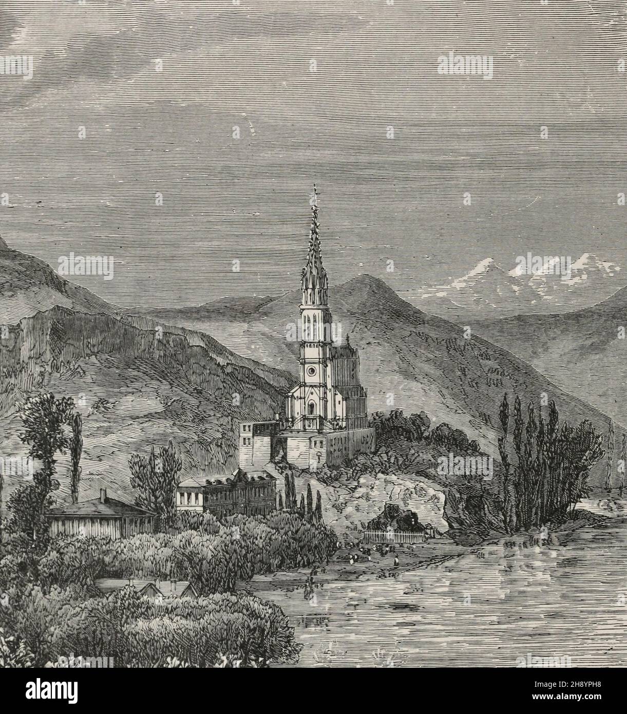 Eglise notre Dame de Lourdes, Hautes Pyrénées, vers 1900 Banque D'Images