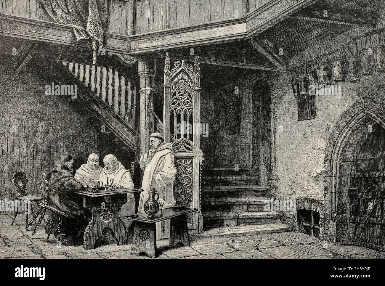 La vie dans un monastère espagnol, vers 1900 Banque D'Images