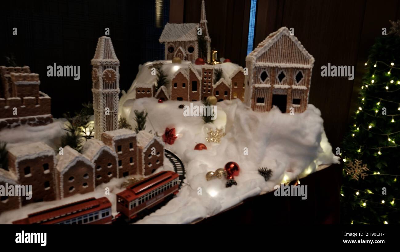 Conrad Hotel Ginger Bread Village saison des fêtes de Noël décorations de Bangkok Thaïlande Banque D'Images