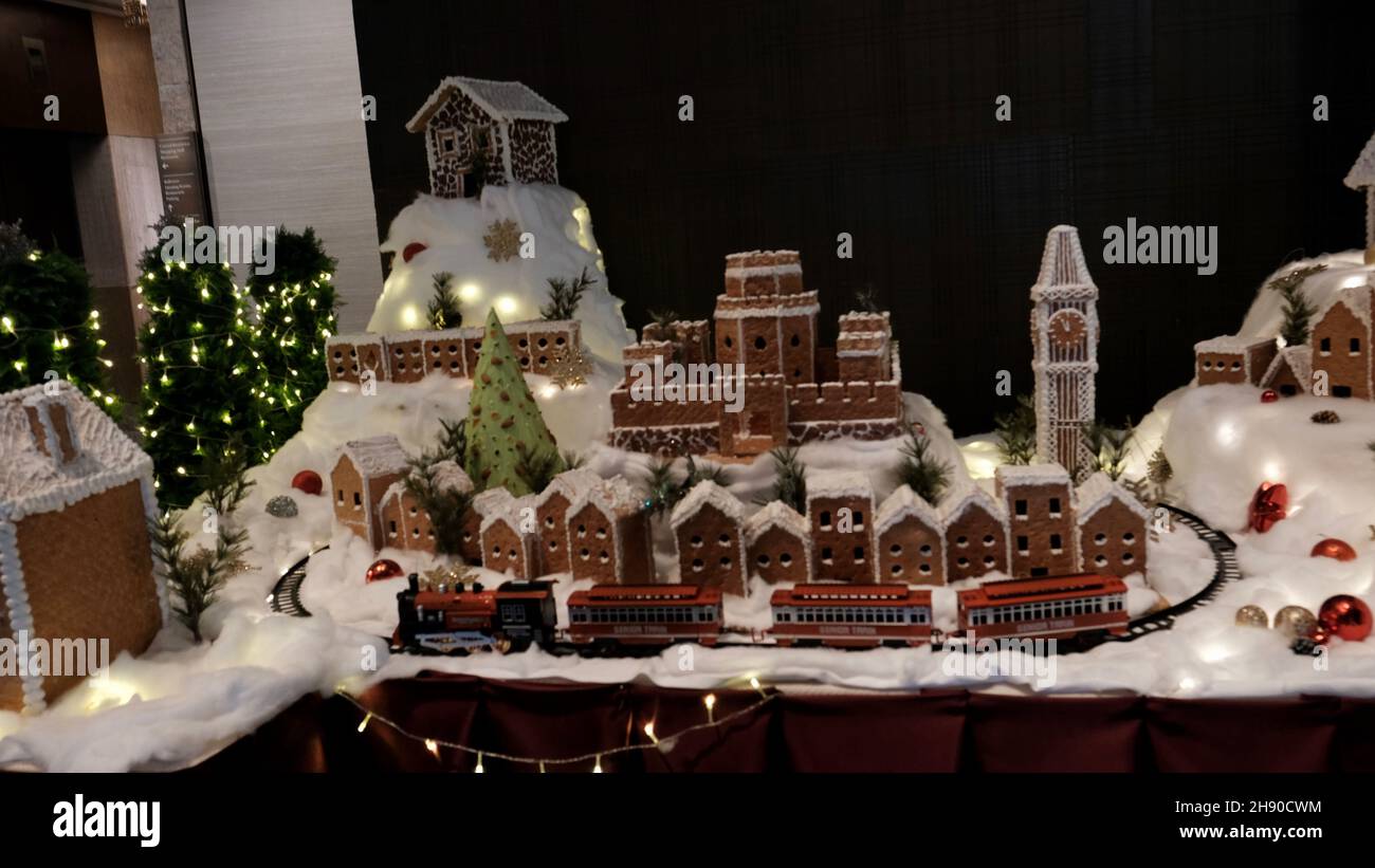 Conrad Hotel Ginger Bread Village saison des fêtes de Noël décorations de Bangkok Thaïlande Banque D'Images