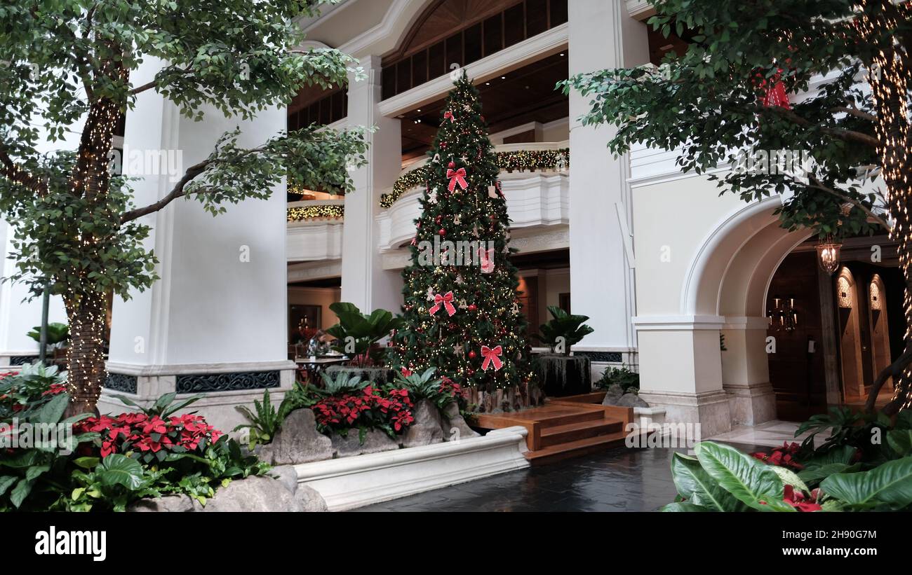 Grand Hyatt Erawan Bangkok lobby saison des voeux décorations de Noël Bangkok Thaïlande Banque D'Images