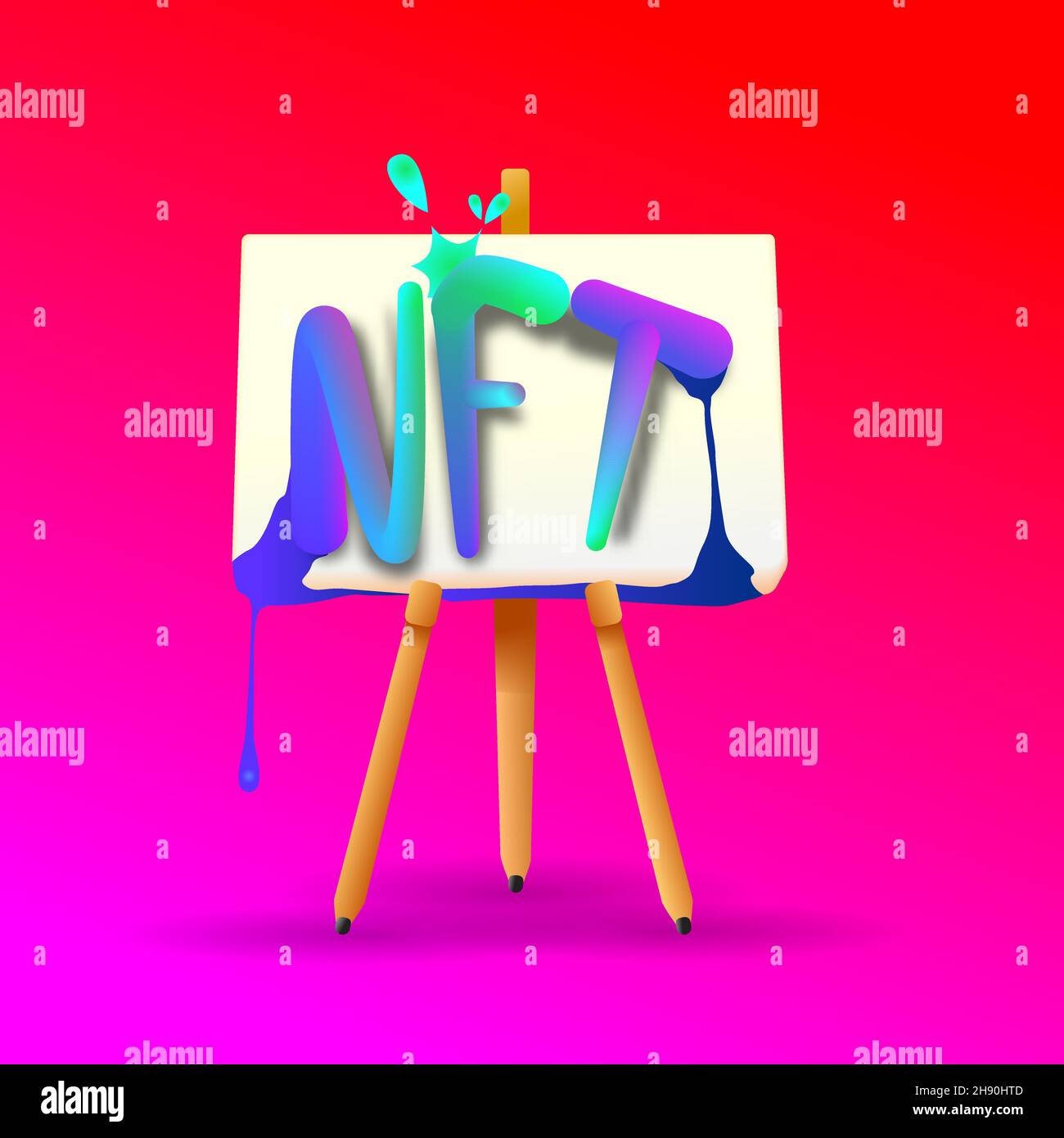 NFT art Icon. nft dessin numérique sur toile style plat isolé icône clip art illustration vectorielle Illustration de Vecteur