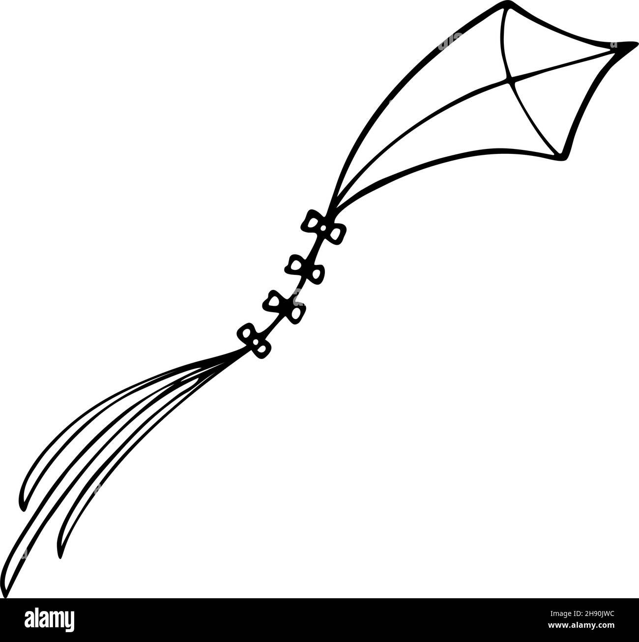 Icône de contour kite doodle dessinée à la main.Illustration vectorielle du cerf-volant pour l'impression, le Web, les mobiles et les infographies isolées sur fond blanc. Illustration de Vecteur