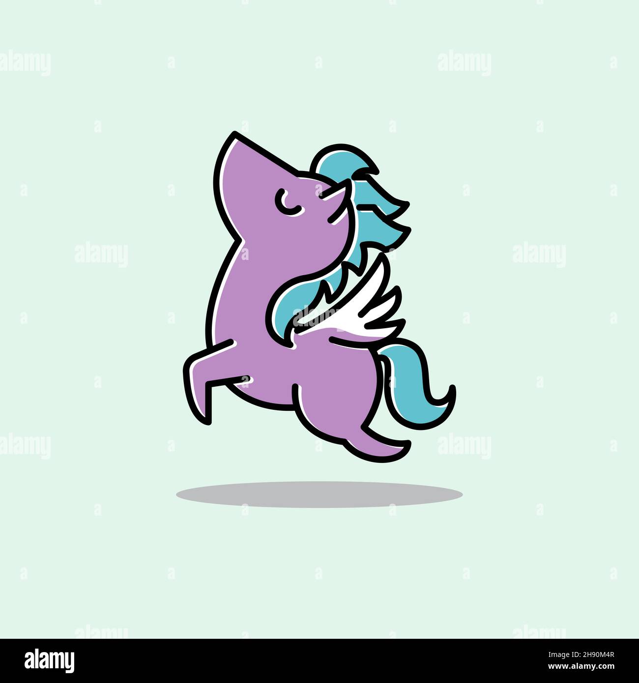 Joli petit cheval Jumping Flying Wing Animal Cartoon Illustration de Vecteur