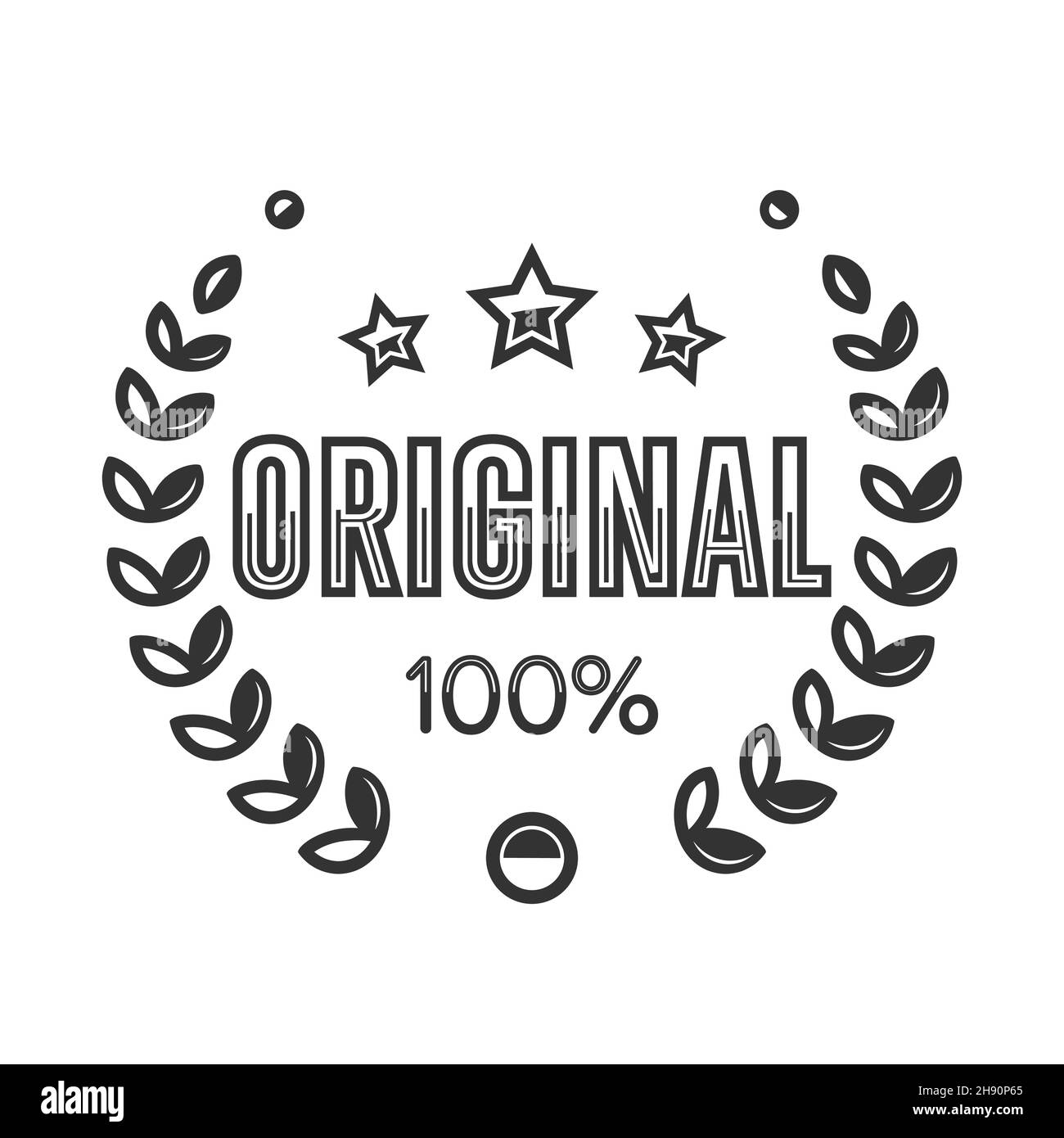 100 % original, étiquette avec une couronne de laurier.affiche originale à 100 %.Illustration vectorielle eps 10 Illustration de Vecteur