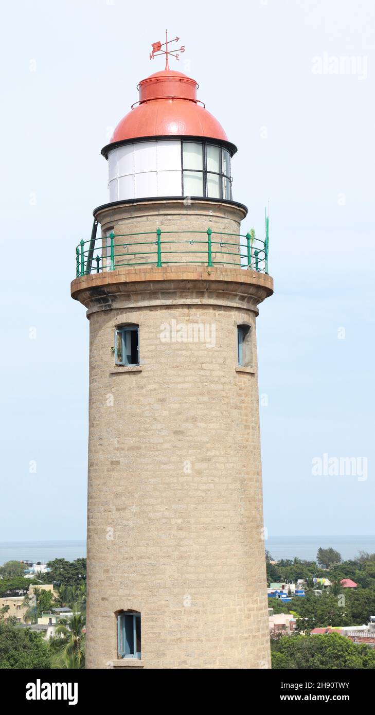 Phare de Mahabalipuram et ciel bleu.Arrière-plan naturel Banque D'Images
