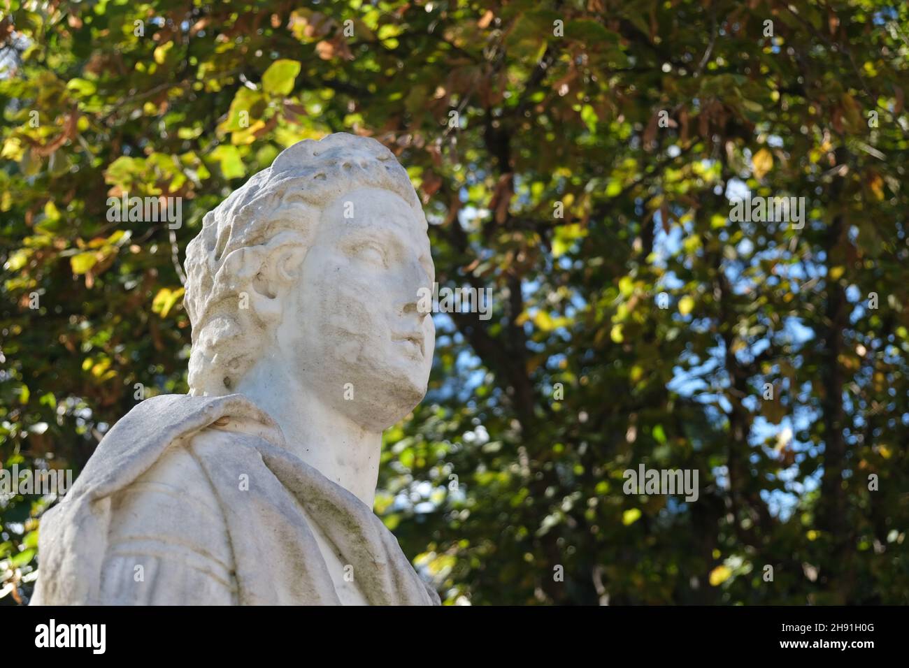 Sculpture en marbre d'un buste d'homme. Banque D'Images