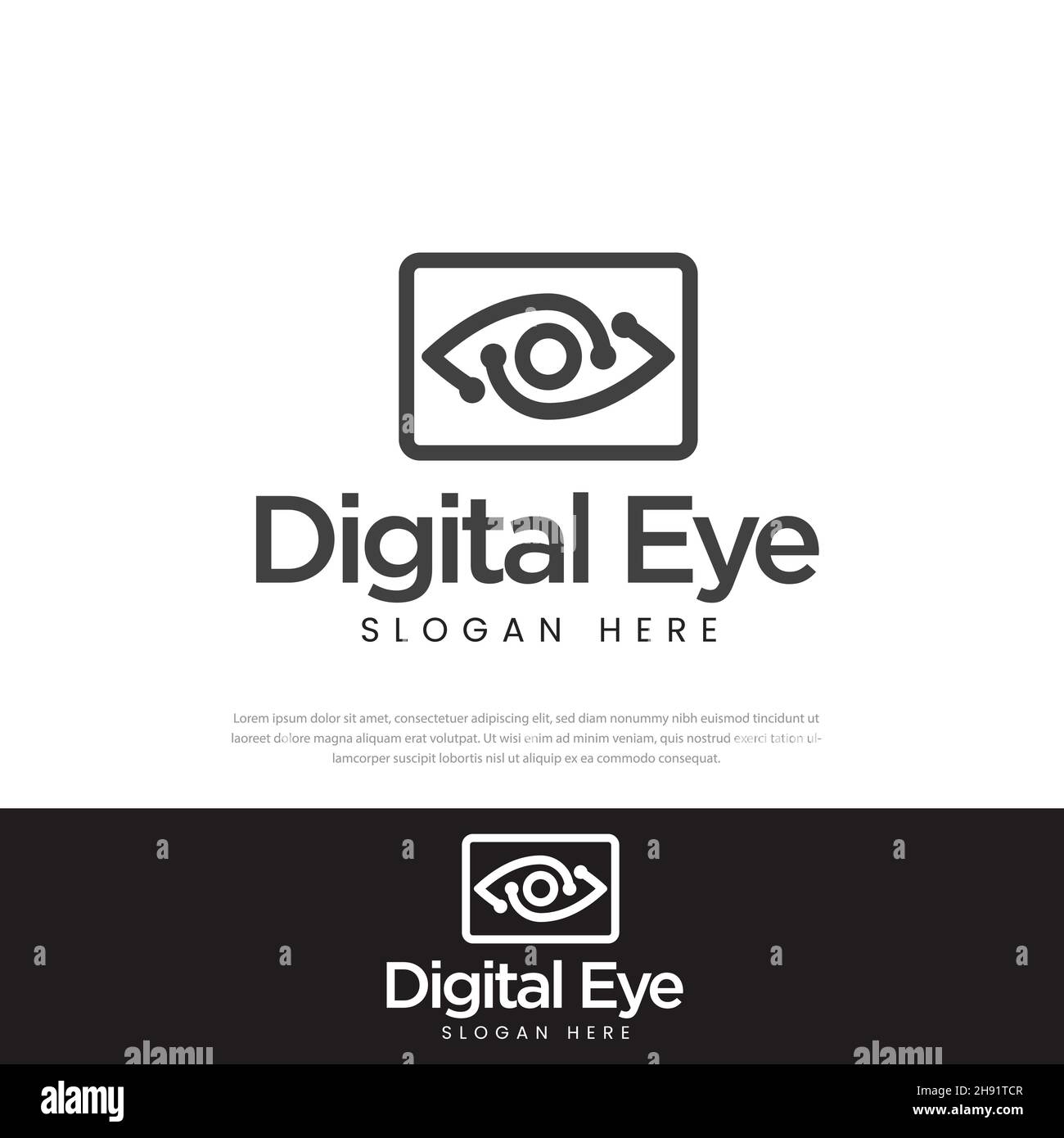 Design vectoriel du logo Digital Eye.Design minimaliste du logo pour les soins médicaux.Modèle de concept de symbole créatif optométriste.Icône œil.Icône de ligne Desi Illustration de Vecteur Design vectoriel du logo Digital Eye.Design minimaliste du logo pour les soins médicaux.Modèle de concept de symbole créatif optométriste.Icône œil.Icône de ligne Desi Illustration de Vecteur