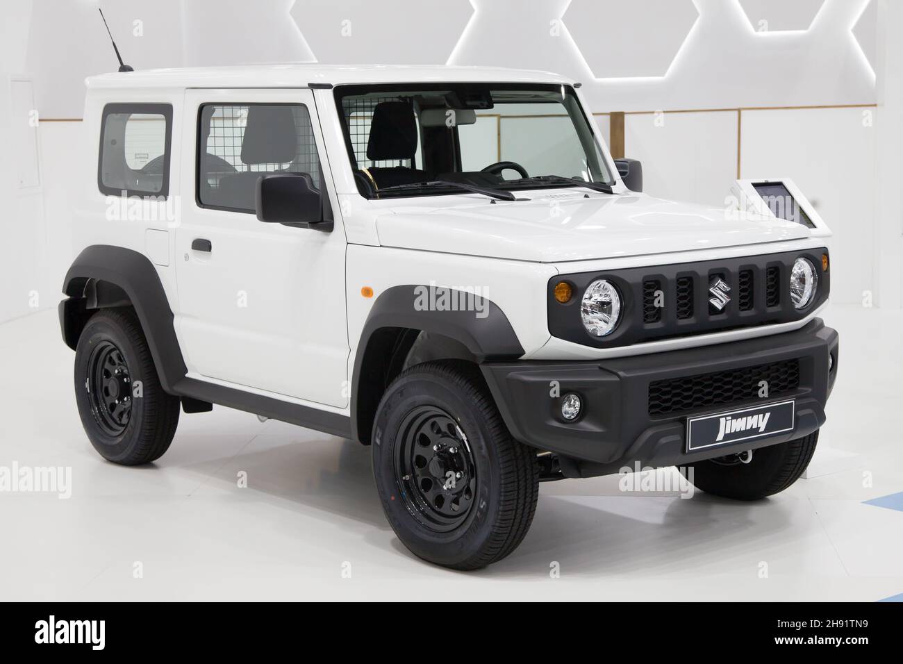 Barcelone, Espagne - 7 octobre 2021 : Suzuki Jimny Pro 1.5 4WD présenté à automobile Barcelona 2021 à Barcelone, Espagne. Banque D'Images