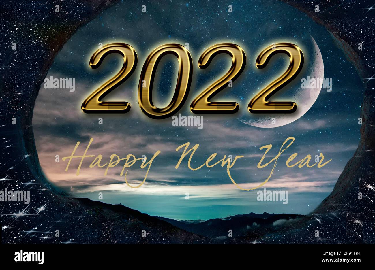 Photos de la nouvelle année, ciel étoilé, abstraction, fantaisie, salut, feux d'artifice, vacances Banque D'Images