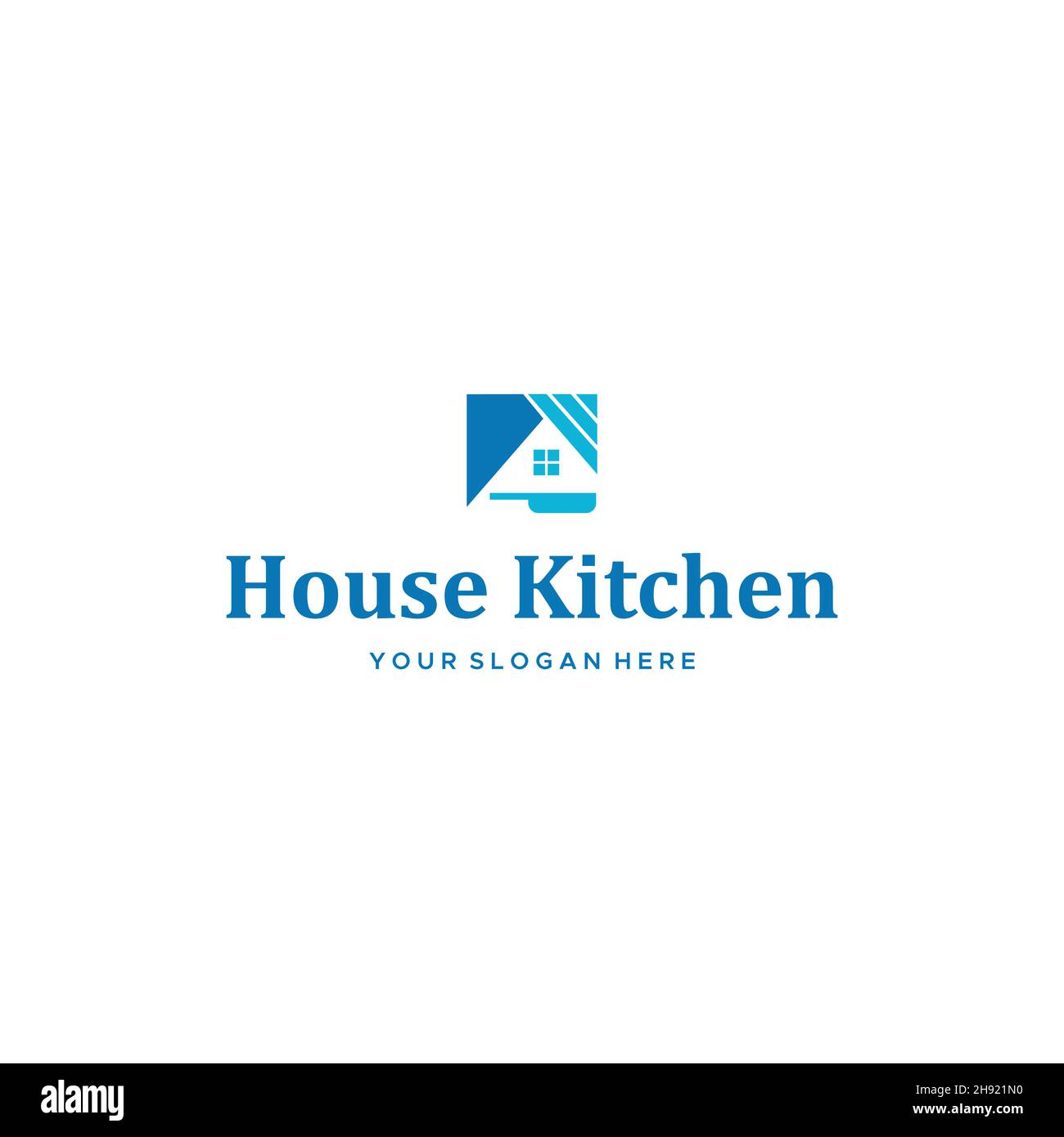 Design minimaliste de la cuisine maison avec logo immobilier Illustration de Vecteur