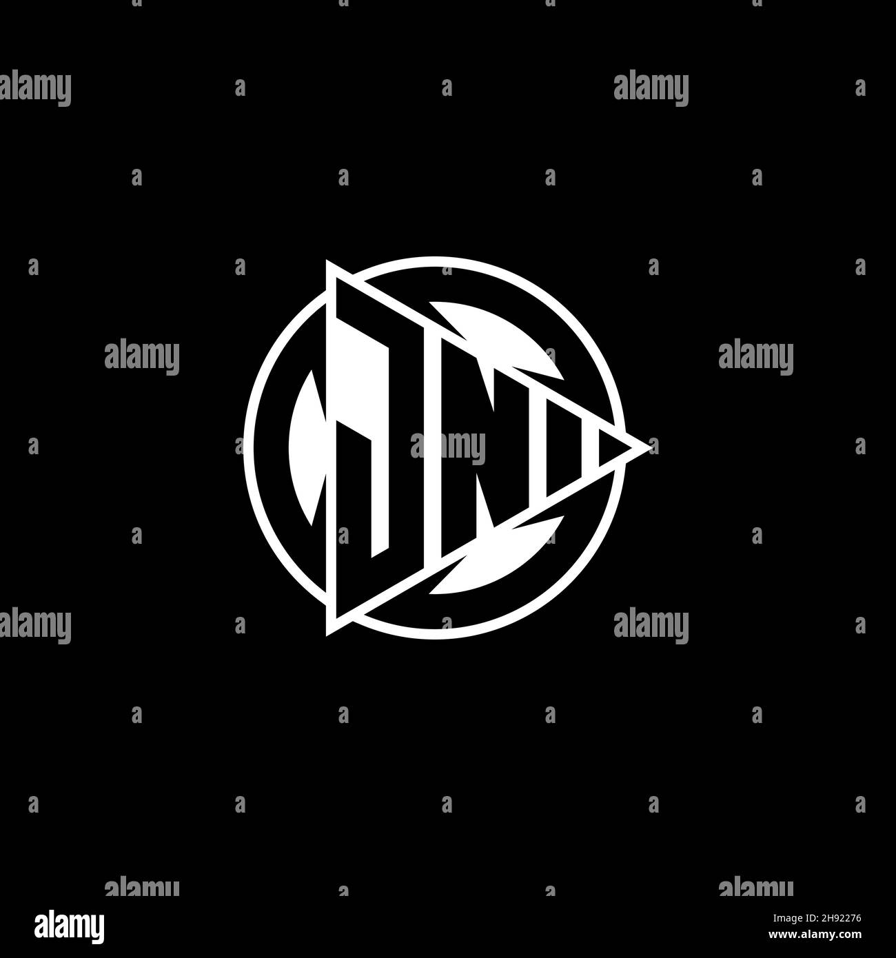 LETTRE du logo JN Monogram avec forme de jeu triangulaire et style circulaire arrondi sur fond isolé.Triangle cercle monogramme logo, triangle bouton de lecture Illustration de Vecteur