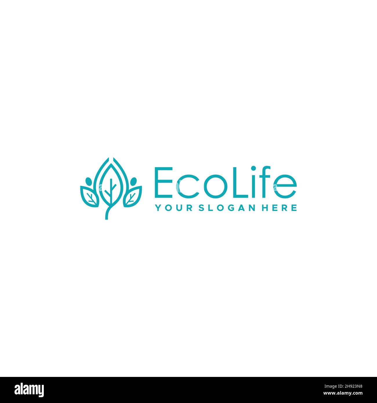 Design minimaliste du logo EcoLife Leaves Illustration de Vecteur