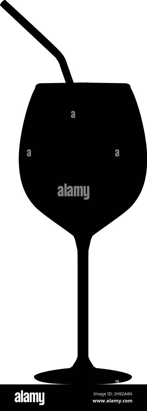 Silhouette coctail verres boisson paille. Illustration de Vecteur