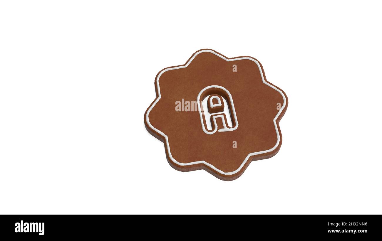 rendu 3d du biscuit au pain d'épice en forme de symbole du logo de la caméra automatique isolé sur fond blanc avec glaçage blanc Banque D'Images