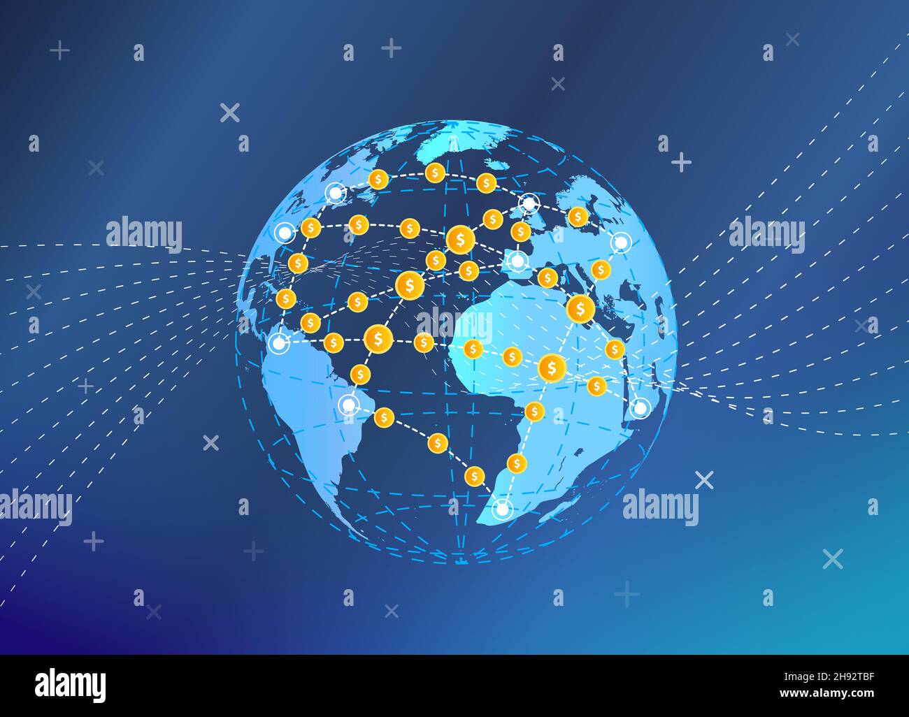 Contexte abstrait du vecteur de transfert d'argent dans le monde entier Illustration de Vecteur