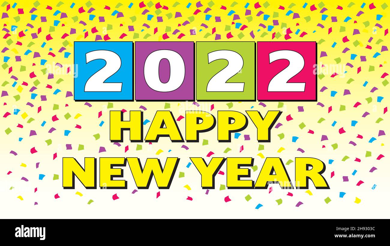Coloré 2022 bonne année avec confetti - Illustration vectorielle Illustration de Vecteur