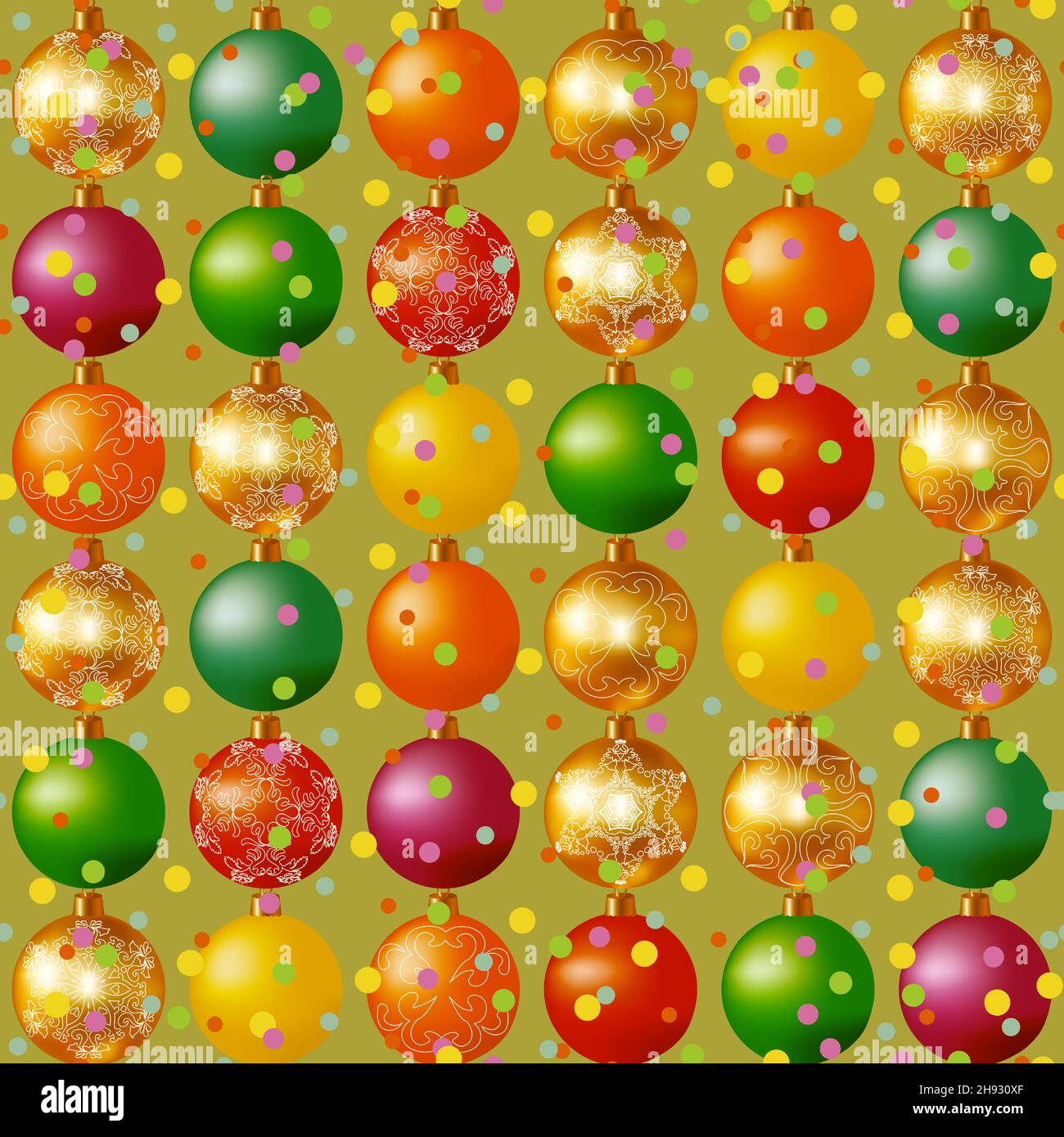 Motif sans couture avec boules de Noël multicolores aux couleurs vives.Balles du nouvel an.Bonne nouvelle année.Emballage de fête aux couleurs vives.Vector Illustration de Vecteur