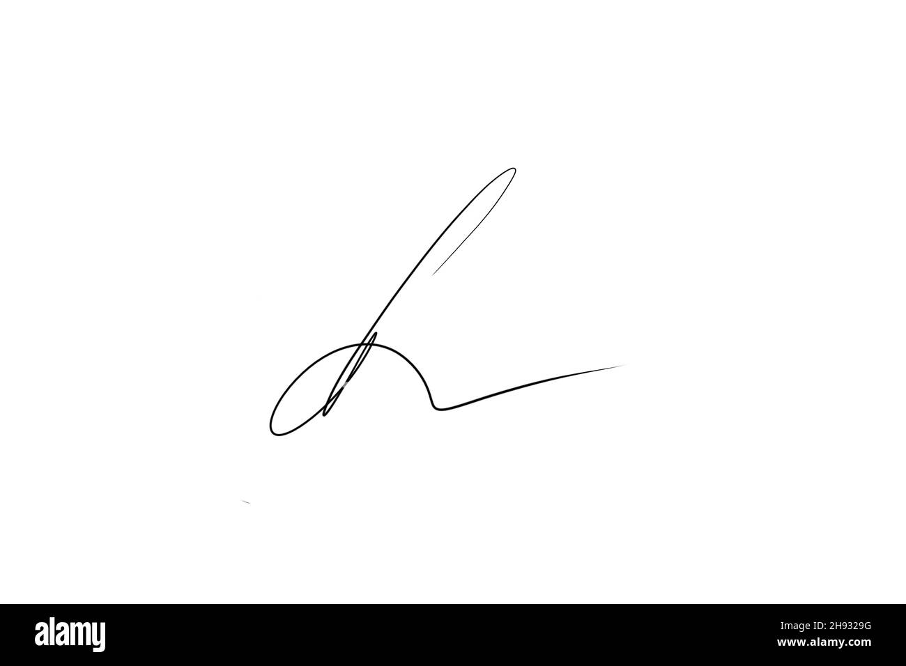 Signature manuscrite, inscription noire isolée sur fond blanc. Banque D'Images