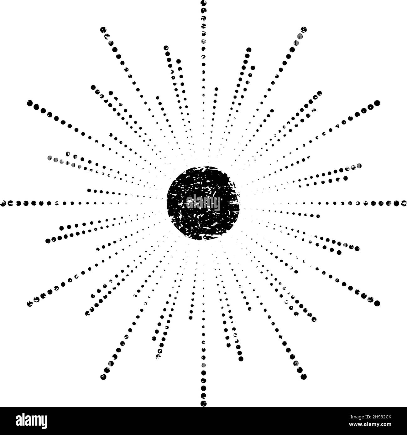 Lignes en pointillé de vitesse radiale abstraites en forme de cercle.Bruit de fond d'explosion.Feux d'artifice.Sunburst.Rayons d'étoiles.Élément de conception pour un effet gringeux Illustration de Vecteur