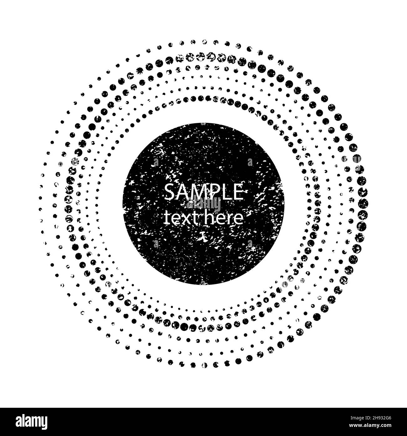 Forme arrondie texturée de grunge.Logo soleil vintage.Motif grunge rétro.Forme abstraite.Élément design pour symbole solaire, bannière, affiche, effet grungy Illustration de Vecteur