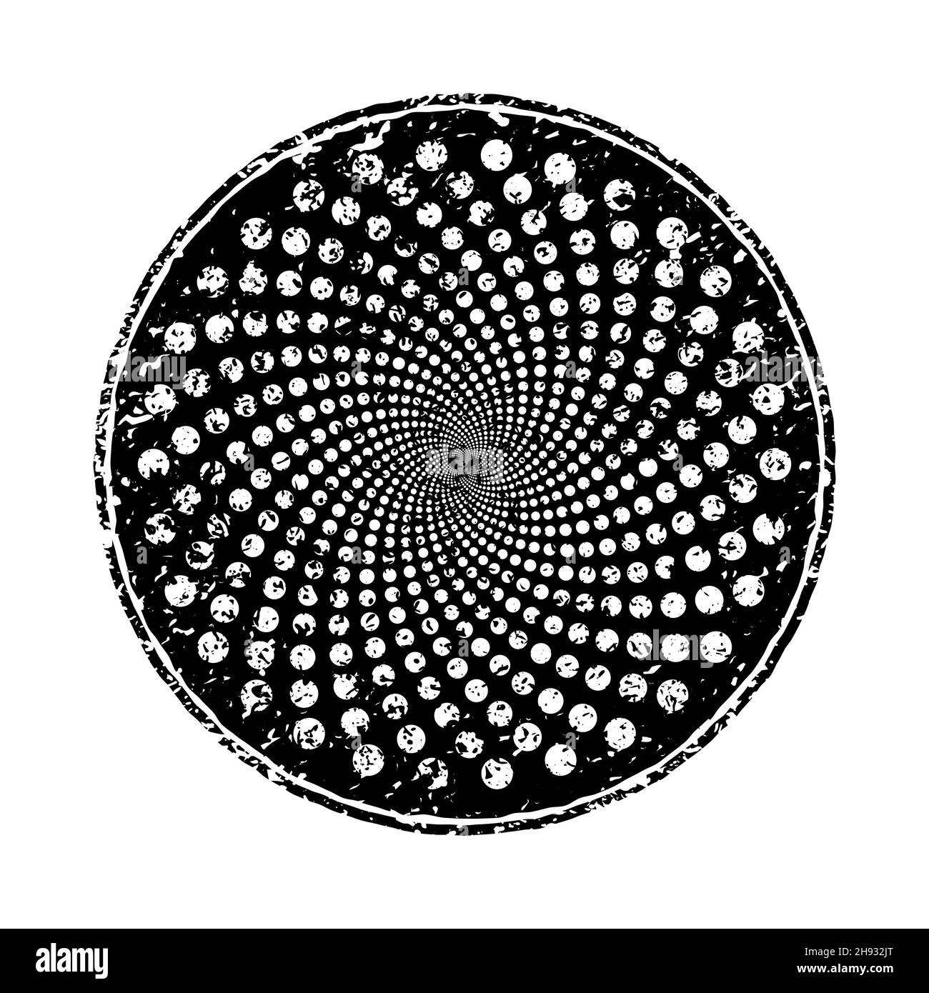 Forme en pointillés noirs abstraits.Art géométrique motif grunge rétro.Élément design pour bannière, badges, emblèmes, affiche, effet grundy Illustration de Vecteur