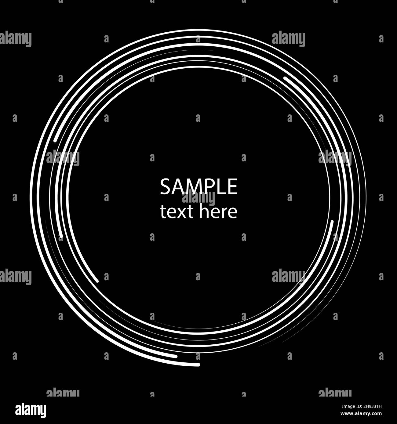 Lignes de vitesse en spirale aléatoires blanches.Élément de design tendance pour cadre, logo de technologie rond, signe, symbole, Web,imprimés, affiches, modèle, motif Illustration de Vecteur