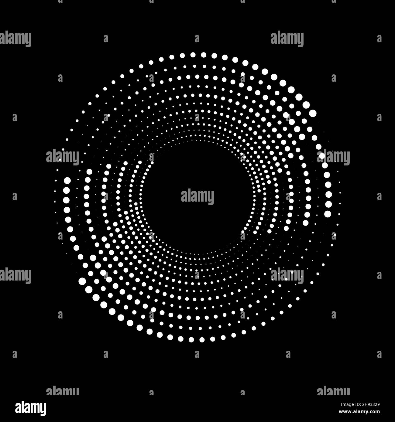 Lignes de vitesse blanches en pointillés demi-tons en forme de spirale.Élément de design tendance pour cadre de bordure, logo rond, tatouage, signe, symbole,pages web, imprime Illustration de Vecteur