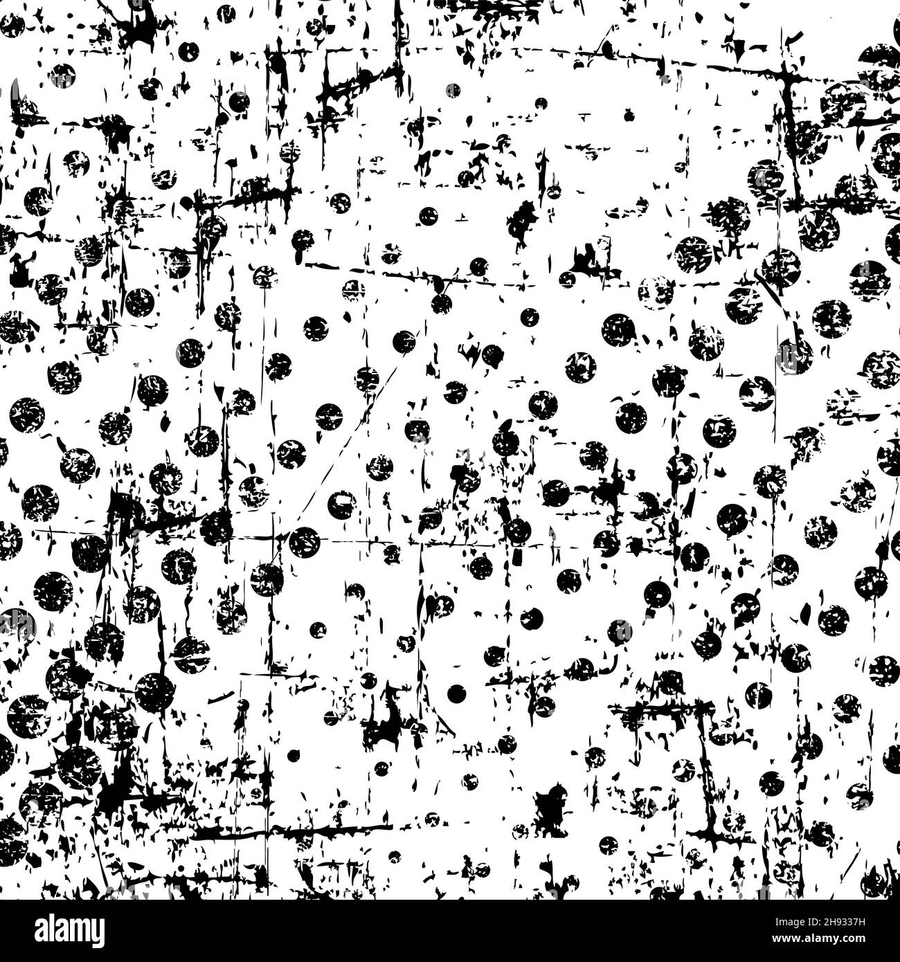 Toile de fond en pointillés gris noir.Éléments demi-tons.Texture des taches, taches, encre, rayures.Arrière-plan vintage endommagé Illustration de Vecteur