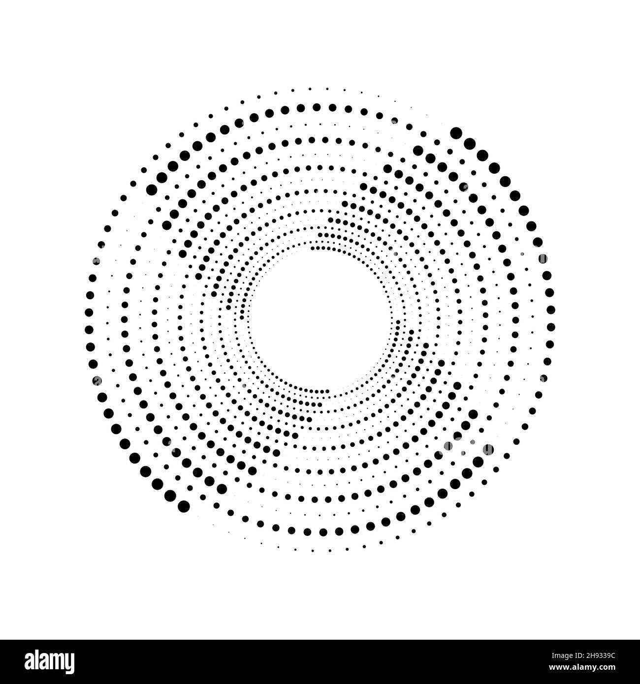 Lignes de vitesse en pointillés demi-tons en forme de spirale.Élément de design tendance pour cadre de bordure, logo rond, tatouage, signe, symbole,pages web, impressions, modèle Illustration de Vecteur