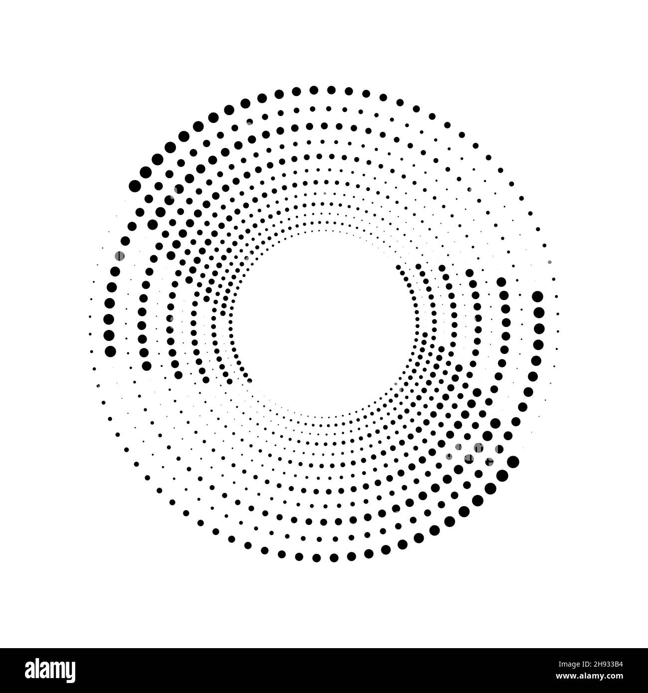 Lignes de vitesse noir en pointillés demi-tons en forme de spirale.Élément de design tendance pour cadre de bordure, logo rond, tatouage, signe, symbole,pages web, imprime Illustration de Vecteur